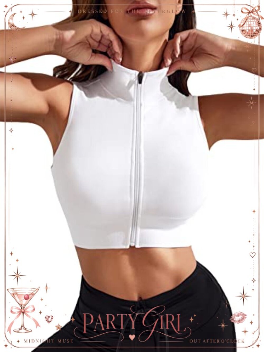 Women's Zip Up Sleeveless Crop Top Workout Gym Fitness Tank